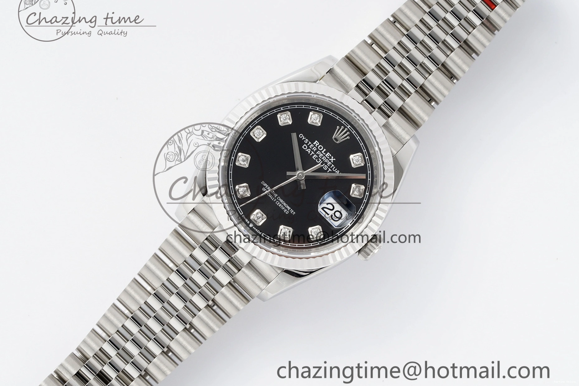 0413 Unique DateJust 36 SS 116234 VSF 1:1 Best Edition 904L Steel Black Diamonds Dial on Jubilee Bracelet VS 2089